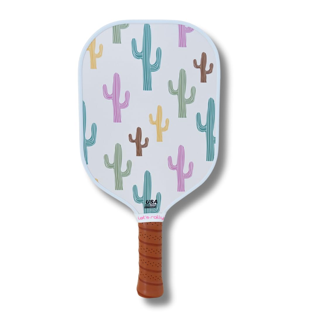 Let's Rally USAPA Approved Fiberglass Pickleball Paddle – Cute Pickleball Paddle for Women, Indoor & Outdoor Pickleball Rackets (Desert Oasis)