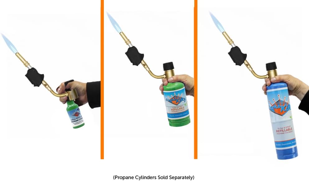 Flame King YSNAX1-024CGA High Intensity Propane Torch Head with Piezo Igniter Switch for Soldering, Brazing, Plumbing, Lighting Charcoal/Fire Pits, Compatible with 1LB Cylinders, MAPP, and MAP-PRO