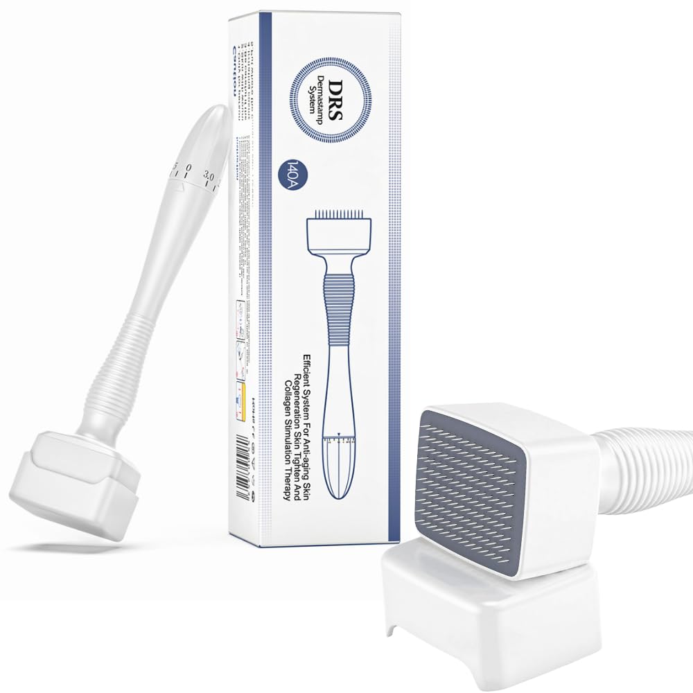 Derma stamp for Hair & Beard regrowth, 0-3mm Titanium Micro needle, Facial Derma Roller with microneedling Kit for Face Skin acne Repair, Reusable derma pen