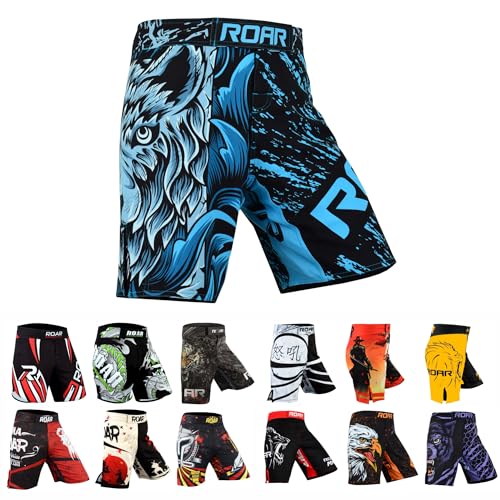 Roar MMA Grappling Shorts Kickboxing Muay Thai Shorts BJJ Gym Training Athletic Shorts (Fox, Medium)
