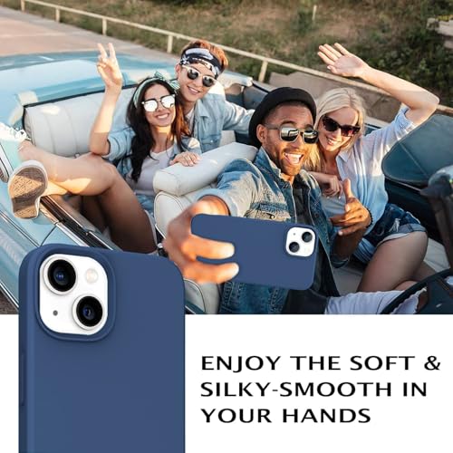 Image of VONZEE Compatible with iPhone 13 Case, Liquid Silicone Case, Full Body Protective Cover, Shockproof, Slim Phone Case, Anti-Scratch Soft Microfiber Lining, (6.1 inch Blue)