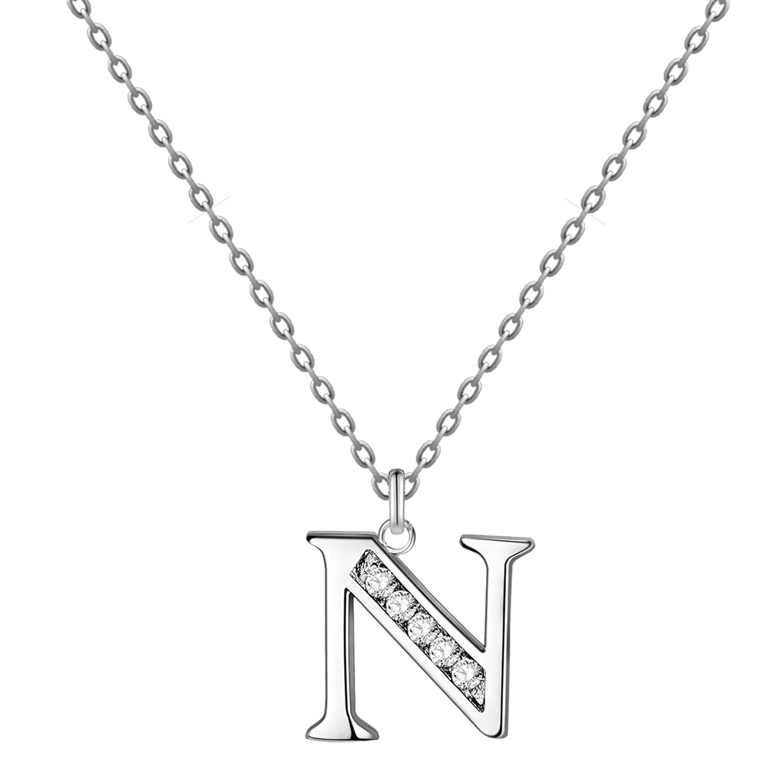 cotigo Collar Letra Inicial Acero inoxidable con Piedra de Circonita Brillantes-Collar Mujer con Colgante de Letra A-Z - Colgante Inicial de Nombre-Regalo para Mujer, Dia de Madre