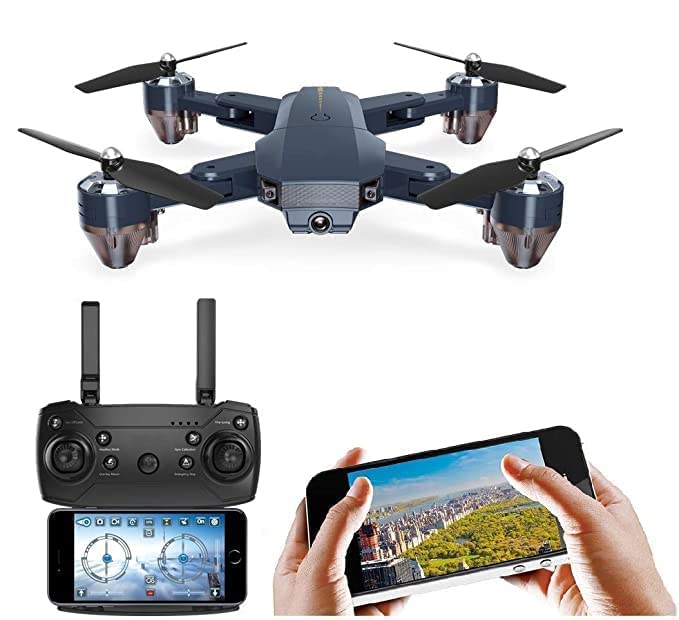 Swamey Foldable Toy Drone With Hq Wifi Camera Remote Control Quadcopter With Gesture Selfie,Flips Bounce Mode,App One Key Headless Mode Functionality (Golden Drone With 1200 Mah Battry)