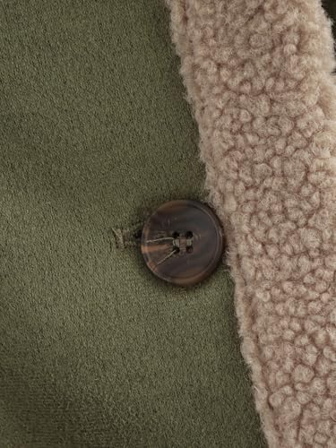 Women's Faux Suede Coat Casual Button Down Lapel Long Sleeve Fleece Sherpa Lined Jacket Outwear4