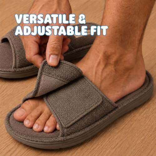 Image of Dearfoams Men's Adjustable Indoor /Outdoor Memory Foam Machine Washable Summer Slide Slipper