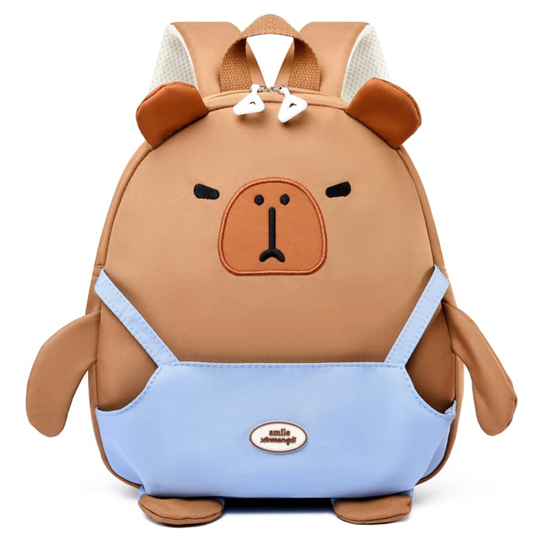 Capybara Cute Zipper Backpack Large Capacity Nylon Bookbag Trip Backpack (Khaki)