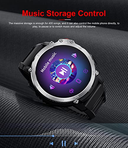Military Smart Watch for Men with Bluetooth Call, 1.65'' DIY Screen Fitness Tracker with Music Storage/Heart Rate Sleep Monitor, 24 Modes Sport Smartwatch, 3ATM Waterproof Pedometer for Android iOS - Image 4