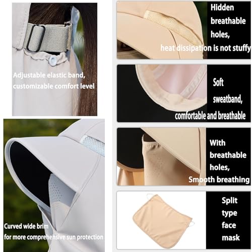 Sombrero de protección solar para mujer con ala grande y capa miniatura 6