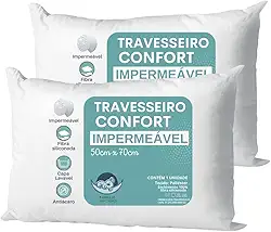 Travesseiro Kit 2 unidades Antialérgico Impermeável 50x70 Super Macio