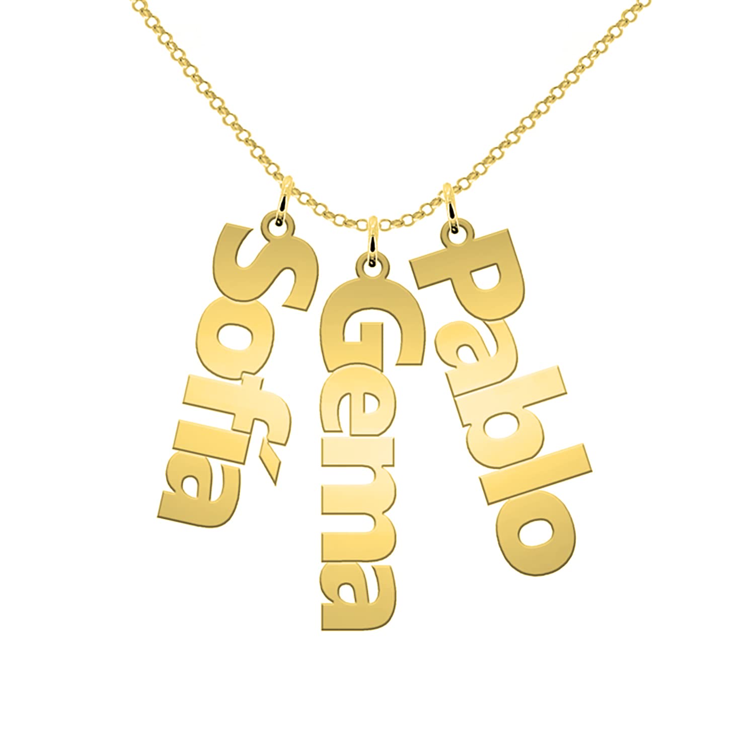 Collar con Nombre Personalizado Plata Chapado en Oro 18K - Colgante con Nombre Joya Personalizada Navidad, Aniversario, Día de la madre - Ideas de Regalos de Cumpleaños para Mujer, Niña, Madre, Hija