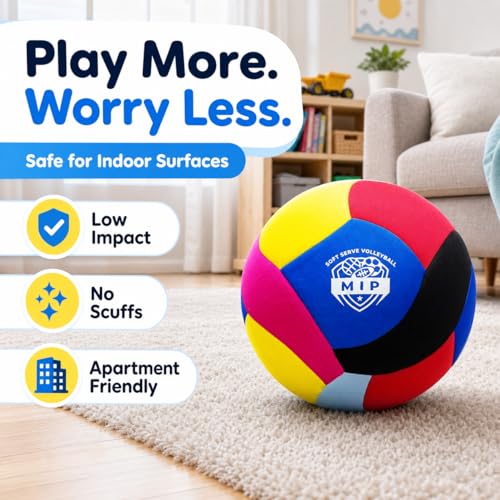 Image of MIP Silent Indoor Volleyball - Soft Padded Ball for Kids & Toddlers | No Sting, Real Bounce, Quiet Play | CPC Certified | Safe for Apartments, Carpets & Furniture | Ages 3 and Up