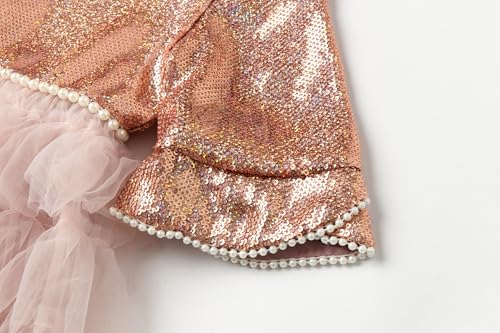 Mud Kingdom Princess Girls Layered Tulle Dress Short Sleeve Sparkles Sequin Dresses Casual4