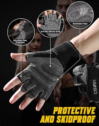 COFIT Transpirable Guantes de Entrenamiento, Antideslizante Guantes de Fitness Hombres y Mujeres con Protección Completa de Muñeca y Palma Guantes de Gimnasio para Levantamiento de Pesas - Imagen 4