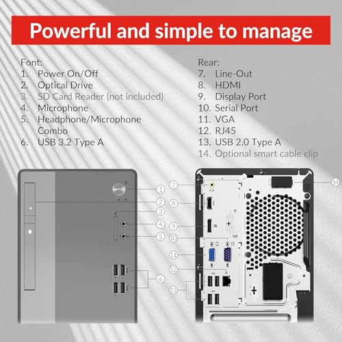 Image of Lenovo V50t Gen 2 Business Tower Desktop, Intel Core i5-10400, 16GB RAM, 1TB SSD, DVD-RW, HDMI, RJ-45, DP, Wi-Fi, Windows 11 Pro, Grey
