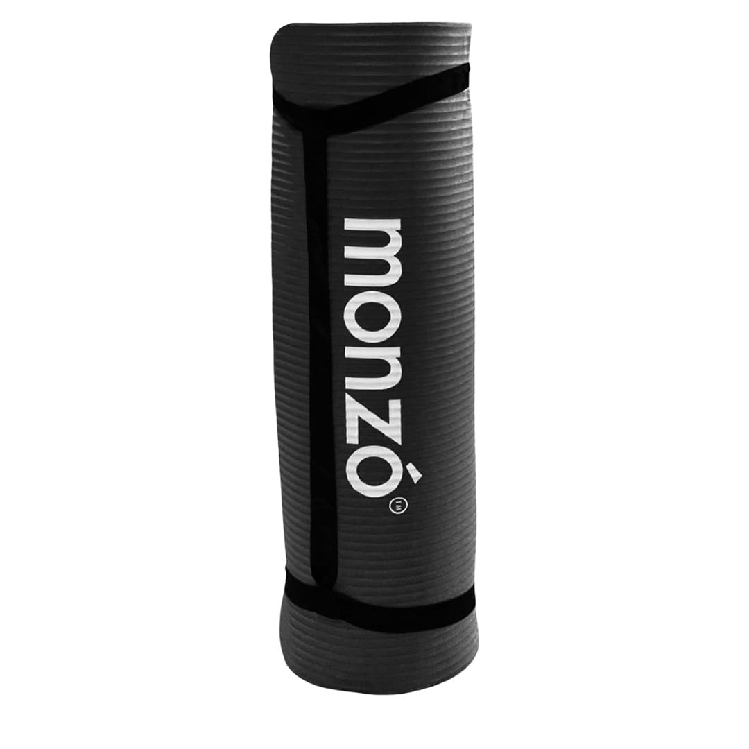 MONZO, Tapete de Yoga NBR Antideslizante 185x65 cm – Grosor 10mm, Yoga Mat para Pilates, Ejercicio en Casa y Gimnasio, Colchoneta con Correa Transportadora, Resistente al Agua