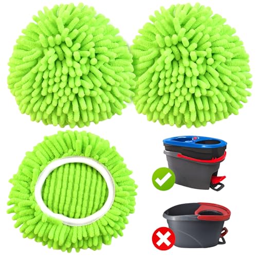 Image of Mop Replace Head for O Cedar, Spin Mop Heads Replacements for Ocedar RinseClean 2 Tank Spin Mop, Chenille Duster for Ocedar Mop Include 3 Pack Microfiber Chenille Mop Pad for Ocedar Spin Mop