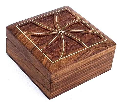 Boîte de rangement bois de rose précieux déco maison bijoux 10cm - 7