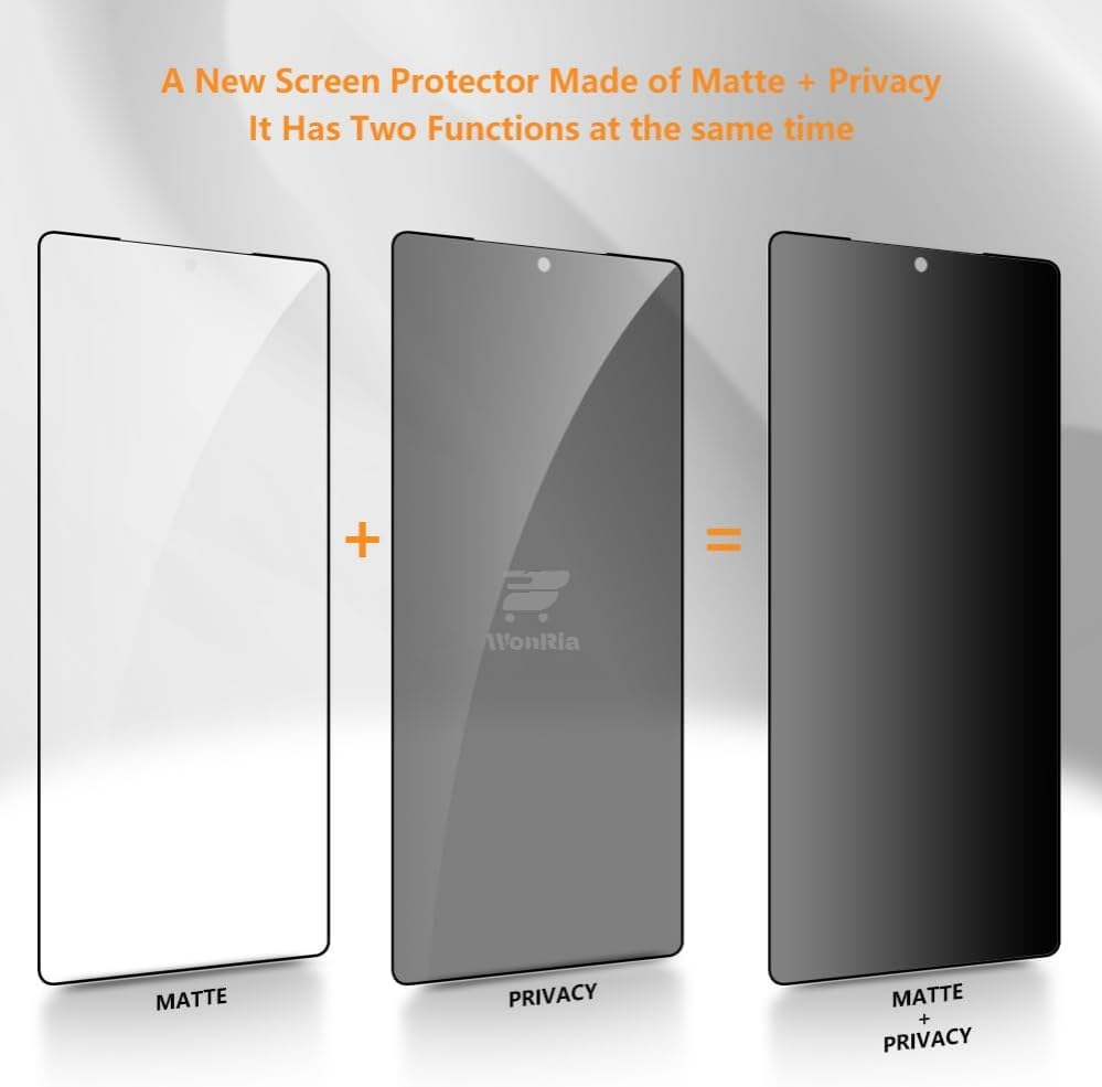 Image of WonRia Pack 1- Matte Privacy Tempered Glass Compatible with Samsung Galaxy S26 Ultra 5G [FingerPrint Unlock] Screen Guard Protector | Anti-Spy | Anti Glare| Case Friendly - Installation Kit