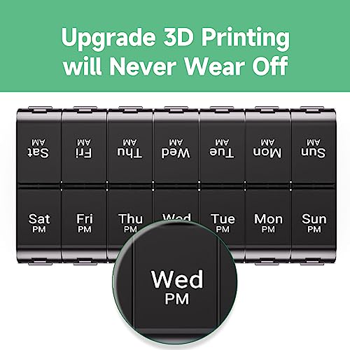 Image of 7 Day Extra Large Pill Organizer 2 Times a Day, Weekly Pill Box Twice a Day, XL AM PM Pill Case, Oversized Daily Medicine Organizer for Vitamin, Big Pill Container (Black) | Easy-Open,High-Capacity,Long-Lasting,Senior-Friendly,AM /PM,Weekly-Tracking,BPA-Free,Long-Lasting