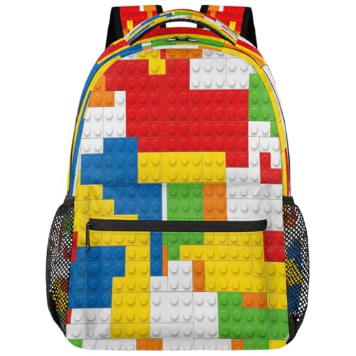 Mochila para laptop de 15.6 ligera y ergonómica con diseño de bloques