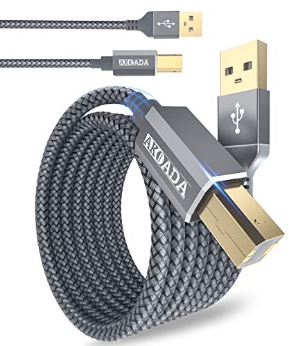 2 Pack USB 2.0 Printer Cable 15 FT Akoada USB Type A Male to B Male Printer Scanner Cord High Speed Compatible with HP, Canon, Dell, Epson, Lexmark, Xerox, Samsung and More