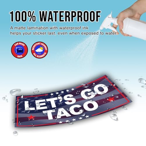 Image of Subtle Let's Go Taco Bumper Sticker Anti Funny Leftist Feminist Social Justice Human Rights US Flag Vinyl Decal for Car Truck, Waterproof UV-Resistant 7.5x3.75in