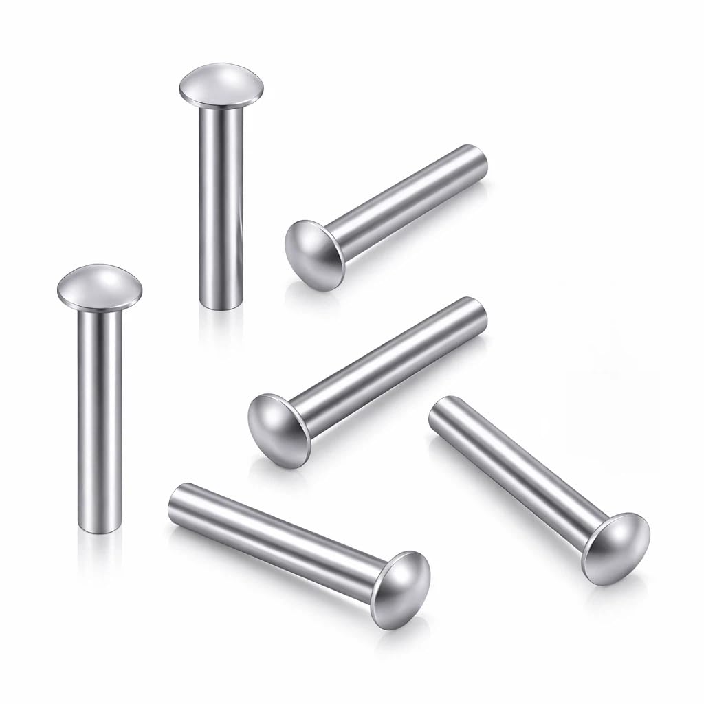 6 Pcs Aluminum Rivets, Solid Round Head Rivets, Countersunk Rivets for Shovel Spade Fork Rake Hoe Handle Repair, Durable Fasteners for Garden Tools Industrial Household Use (50 x 6 mm)