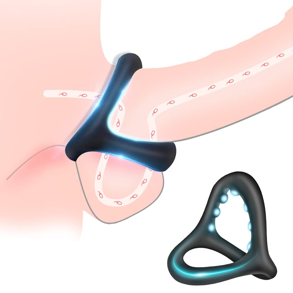 SXOVO Silicone Penis Ring Sex Toy for Men - 3 in 1 Triangular Cock Ring with Massage Bead