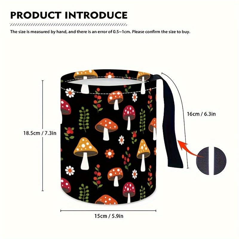 Image of Portable Reusable Waterproof Car Trash Bin, Multipurpose Vehicle Organizer, Road Trip Essentials (Mushrooms)