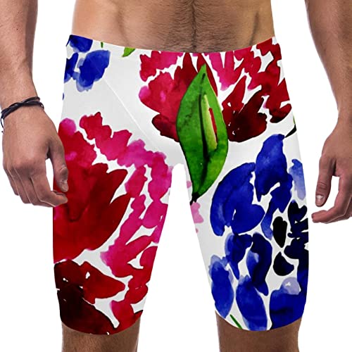 Bañador de natación multicolor talla L tipo calzoncillos de natación atlético floral tropical