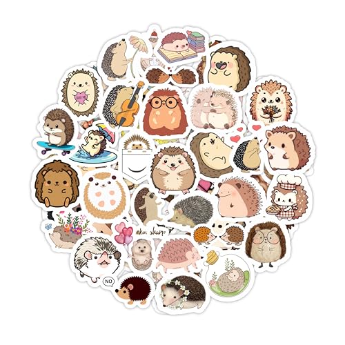 Autocollants hérisson pour bouteilles d'eau et ordinateurs portables - Décorations et cadeaux de fête, vinyle imperméable, autocollants mignons d'animaux et animaux...