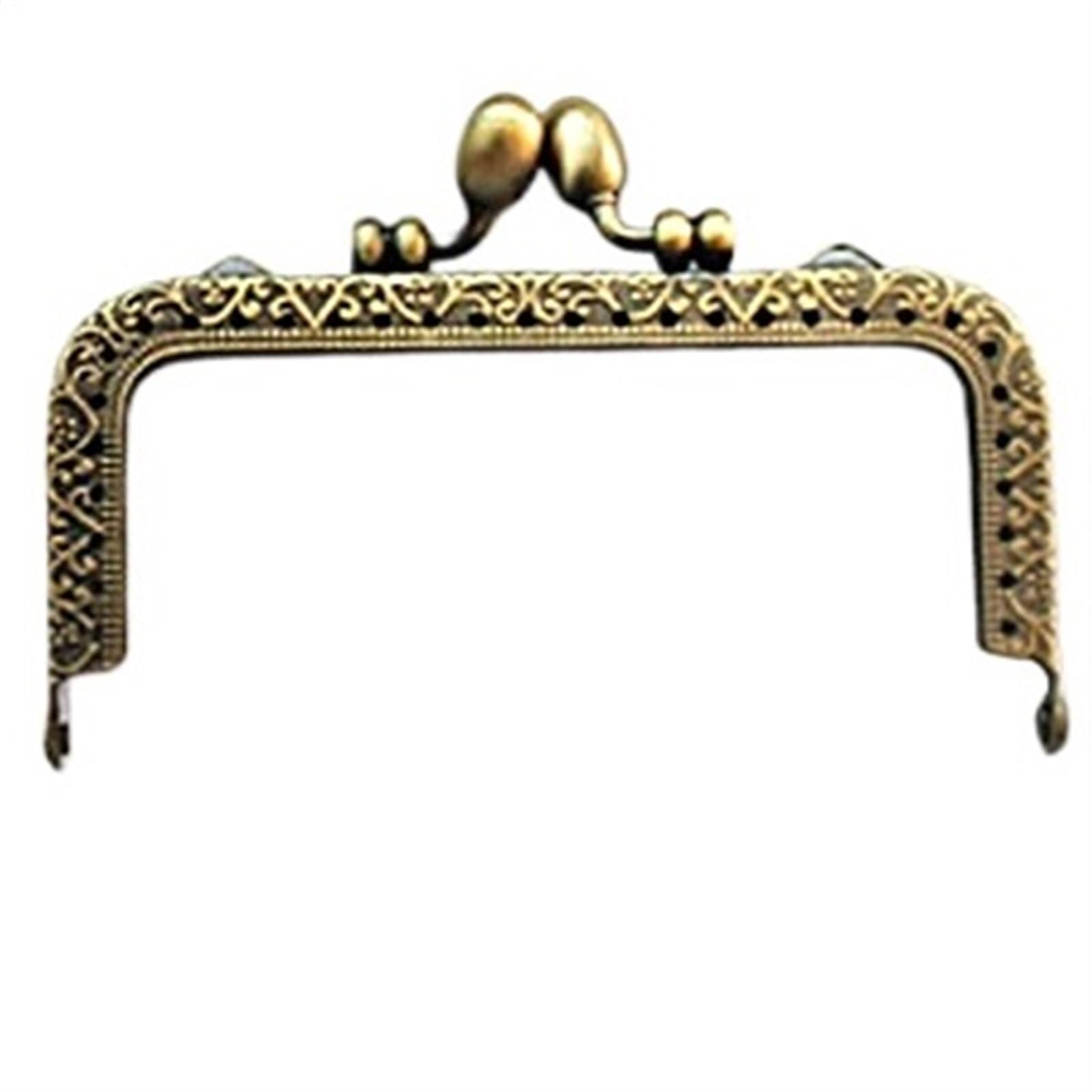 Clutch Bag Clasp Purse Frame Hanger Embossing Rectangle Bronze Metal Kiss Clasp Purses Handle Accessories Handbag Handmade DIY Bag Parts Sewing Craft DIY Bag Aluminum Purse Frame(12cm)