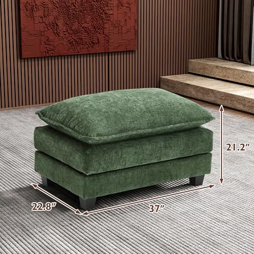 Image of Ihanherry Ottoman for Modular Sectional Cloud Couch, Chenille Deep Seat Sofa for Living Room, Bedroom and Apartment, Green