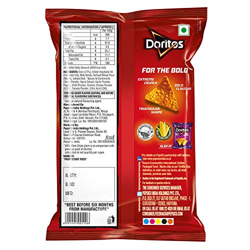 Image of Doritos Nacho Cheese,66 Grams Pouch