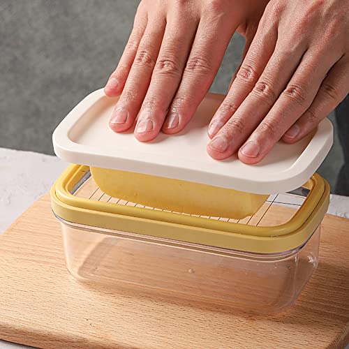 Uneeruiqy Rectangular Butter Dish with Cutter, Temperature Resistant Cuttable Design Butter Container Baking Tools, Extra Butter Keeper for Countertop or Fridge
