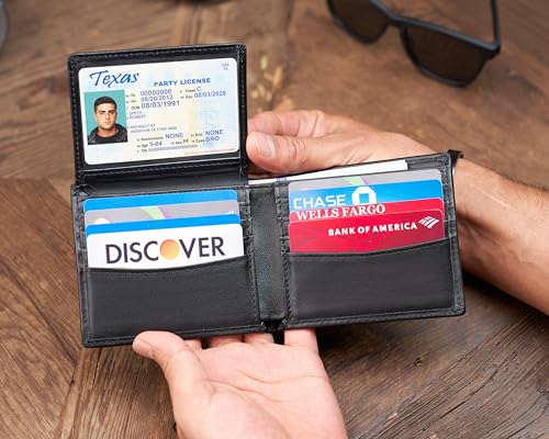 Awesometik Classic Genuine Leather Wallet for Men and Women | Credit Card Holder, ID Holder, Classic Style Leather Wallet | Strong Stitching, Multiple Compartment (Black)4