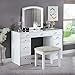 Cork Transitional White 2-Piece Vanity Set Modern Contemporary Fabric Wood Finish Mirror Included Touch Light