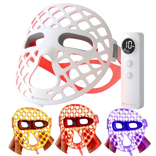 Thermolab Red Light Therapy Mask – LED Face Mask for Anti-Aging, Acne & Wrinkles – Wireless Silicone Mask with 630nm & 850nm Infrared, Blue, Yellow Lights – Rechargeable Skincare Device Thermolab Red Light Therapy Mask – LED Face Mask for Anti-Aging, Acne & Wrinkles – Wireless Silicone Mask with 630nm & 850nm Infrared, Blue, Yellow Lights – Rechargeable Skincare Device