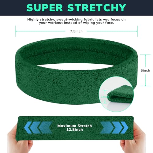 Image of Sweatbands Sports Headband for Men & Women - Terry Cloth Moisture-Wicking Sports Towel Headband for Tennis, Basketball, Running, Gym, and Fitness Working Out