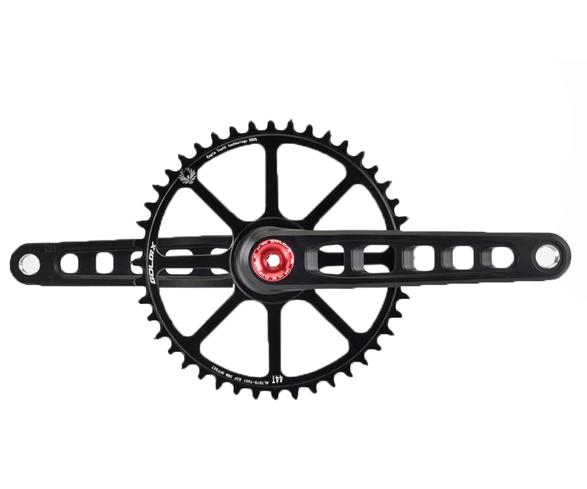 Zintegrowany mechanizm korbowy do roweru szosowego, 165 do 175 mm, pojedyncza taca 40/48 zębów, ze stopu obrabianego CNC, do 8 lub 12 biegów.