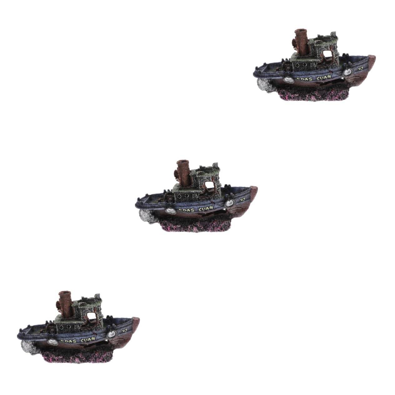 minkissy 3pcs Decoration Aquarium Accessory Aquarium Cave Aquarium Accessories Fish Tank Decorations Aquarium Decoration Bus Shape Aquarium Climbing Pet Pirate Ship Resin