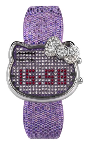 Hello Kitty - CT.7104L/05 - Montre Femme - Quartz - Digitale - Eclairage - Bracelet Cuir Violet