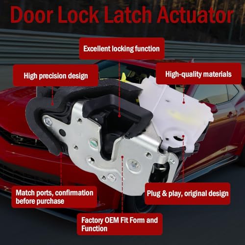 Image of Rear Left Driver Side Door Latch Lock Actuator Compatible with Chevy Equinox Volt Cruze Malibu GMC Terrain Cadillac SRX, Replaces 931-386 13503783 13579551