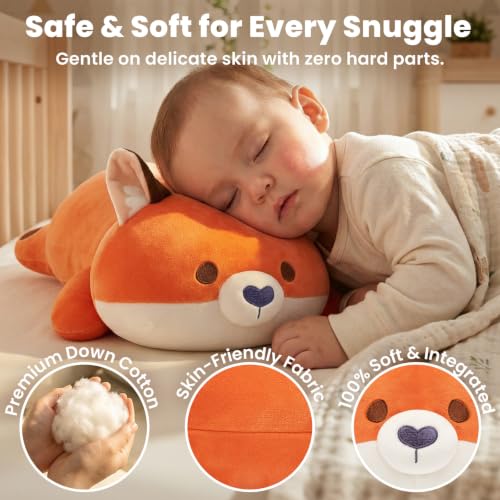 Image of Mewaii Cute Fox Plush Pillow, Kawaii Plushies Red Fox Stuffed Animals, Squishy Plushies, Cuddle Foxes Plush Pillow for Kids & Girls (13 Inch)