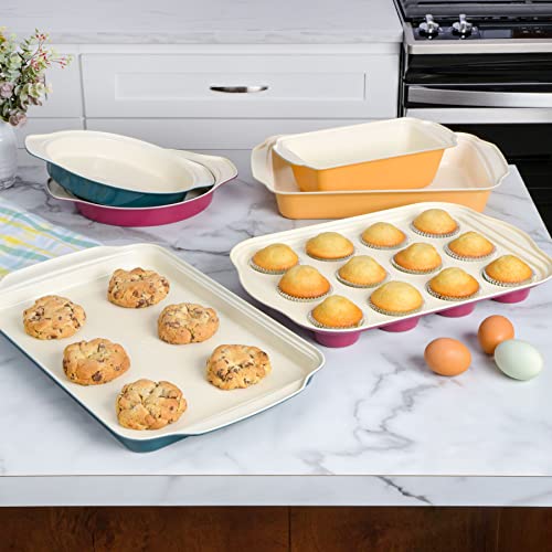 Spice by Tia Mowry Healthy Nonstick Ceramic Savory Saffron 6 Piece Carbon Steel Bakeware Set - Assorted Colors (96227… - Image 3