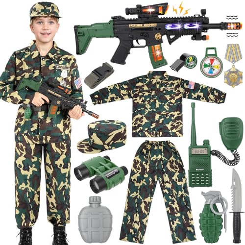 GIFTINBOX Kids Army Costume For Boys Military Soldier Costume with Army Toys,Dress Up Boy Costume...