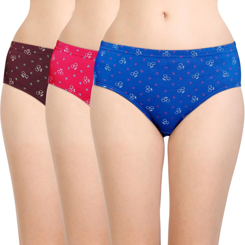 bodycare Deluxe Inner Elastic Brief for Women | Printed Cotton Underwear | Soft Breathable Fabric | Comfortable Stretch Fit | Pack of 3 Prints Eaship-PO3-3700-D-picture-30