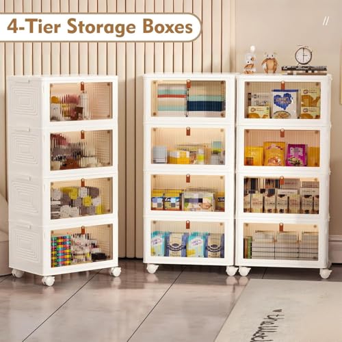 Image of Mevigo Plastic Wardrobe - 4 Tier Cupboard for Storage, Almirah for Clothes, Plastic Cabinet for Storage Box, Wardrobe Organizer for Storage for Kitchen /Bedroom /Living Room- Yfx-4