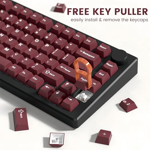 Image of dagaladoo Double Shot PBT keycaps Set,Dark Red Keyboard caps,Cherry Profile Keycaps 60 65 75 100 Percent,126- Key Custom keycaps for Mechanical Keyboard Gaming(61 /64 /68 /84 /87 /100 /104 /108)