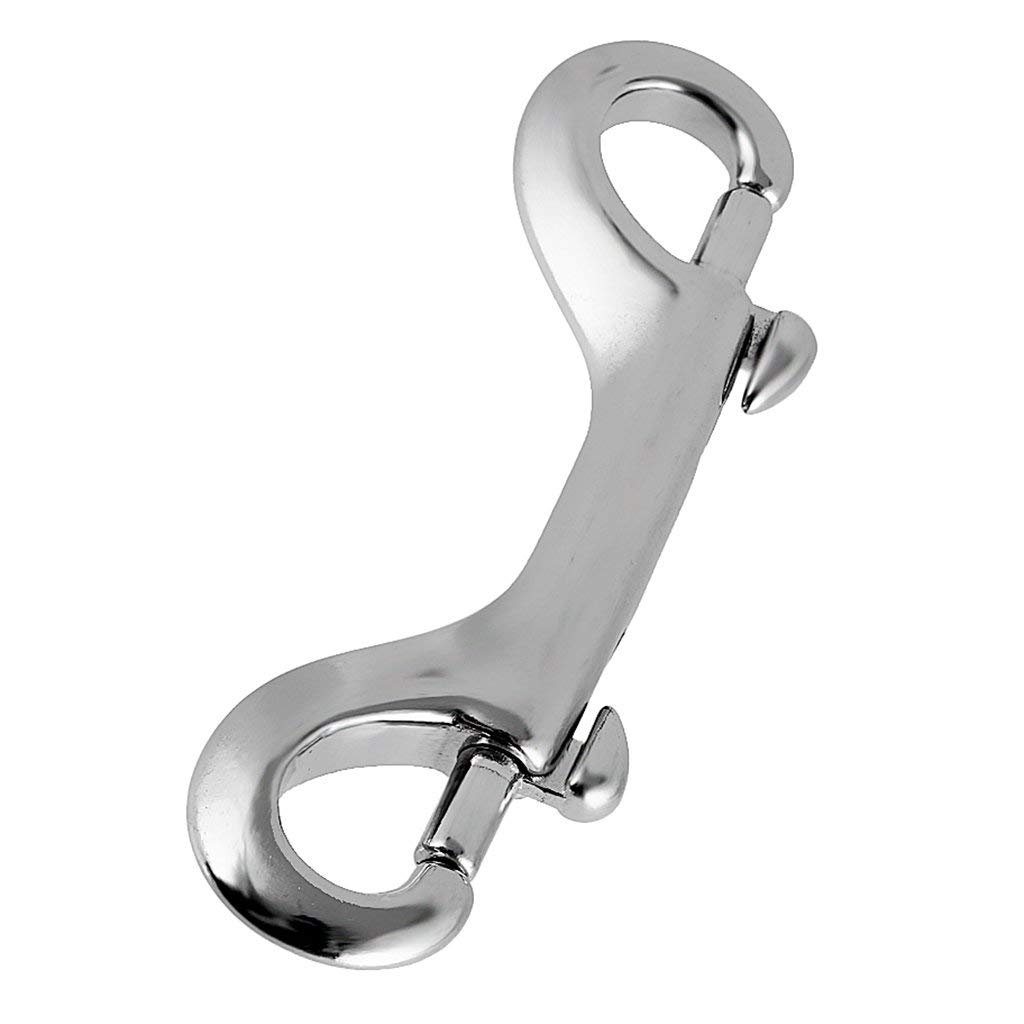 Double End Hook, Stainless Steel Double Ended Hook Bolt Snap Metal Trigger Clips Scuba Diving Buckle (1pc Silver, 65mm)